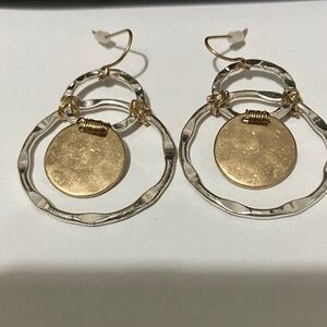Robert Lee Morris Gold and Silver Hoop Dangle Earrings